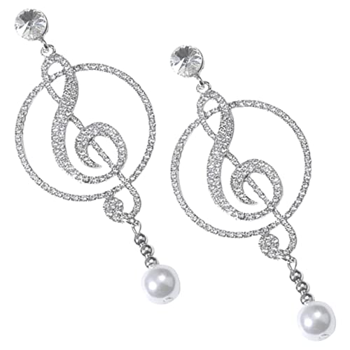 Garneck Musiknote Ohrringe für Frauen Silber mit Funkelnden Strasssteinen Leicht und Angenehm zu Tragen Perfektes Accessoire für Partys und Besondere Anlässe von Garneck