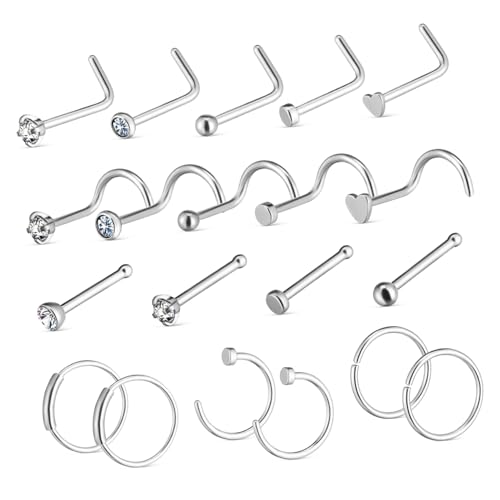 Garneck Nasenringe Edelstahl Nasenpiercing Schmuck Hoops Studs für Frauen Elegantes Design Glatte Oberfläche Langlebig Einfach zu Tragen Vielfältige Varianten von Garneck