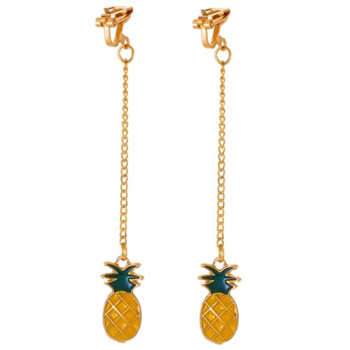 Garneck Non Piercing Ananas Ohrclips Damen Obst Schmuck Baumelnde Ohrklammern Leicht Tragbar Geschenkidee Für Hochzeit Geburtstag Weihnachten von Garneck
