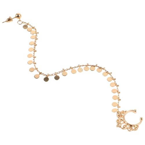 Garneck Non piercing Ohrclip Damen Schmuck Nasenring Anhänger Ohrschmuck mit Goldfarbenem Pailletten quasten design Vielseitig Tragbar Elegant von Garneck