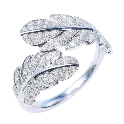 Garneck Offener Statement Ring Damen Federleicht Design Zirkonia Schmuck Modischer Verstellbarer Fingerschmuck für Alltag Party Geschenk von Garneck