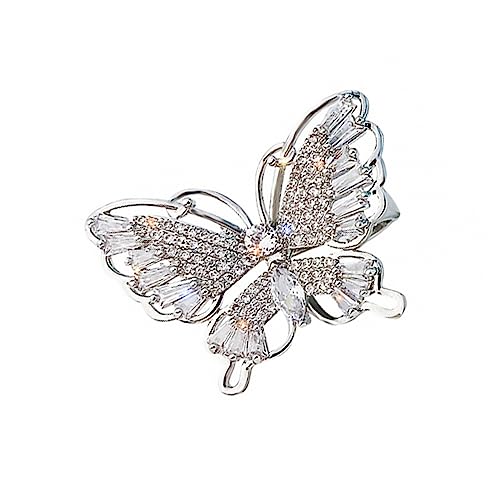 Garneck Offener Verstellbarer Damenschmuck Ring mit Schmetterlingsdesign Kreativer Fingerschmuck Modischer Eleganter Schmuck für Frauen Komfortabel und Langlebig von Garneck