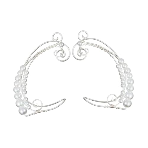 Garneck Ohrclips mit Perlen Retro Ear Hook Ohrschmuck Hautfreundlich und Langlebig Ohr Manschetten für Damen und Mädchen für Partys Hochzeiten Cosplay und Alltag von Garneck