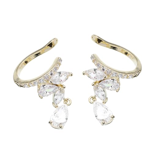 Garneck Ohrmanschette mit Zirkonia Clip Wasserfall Design Damen Ohrklemme Ohrloch Stilvoller Schmuck für und Besondere Anlässe von Garneck