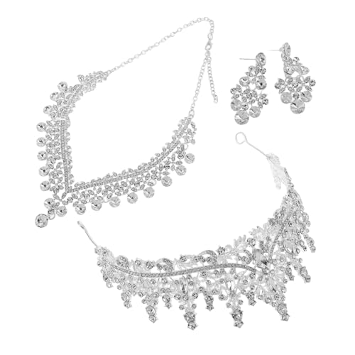 Garneck Ohrringe Party Geburtstag Halloween Braut Festzug Braut Brautjungfern Kronen Stirnband Krone Diademe Strass Frauen Halskette Abschlussball Hochzeit Tiara Formale Ohrring von Garneck