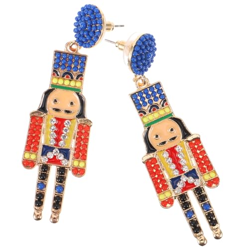 Garneck Ohrstecker Frauen Metalllegierung Cartoon Soldat Design Perlenohrringe Rote Perlen Damenohrringe Geschenkidee für Freunde von Garneck