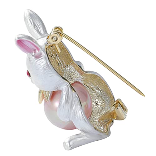 Garneck Osterbrosche Kaninchen mit Perlen Anstecknadel für Damen Langlebiger Schmuck für Kleidung Brosche als zu Ostern und Valentinstag von Garneck