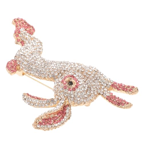 Garneck Osterbrosche mit Rosa Strassstein Kaninchen Anstecknadel Zinklegierung Tierisches Schmuckaccessoire für Damen Langlebig Farbbeständig zu Ostern und Feiertagen von Garneck