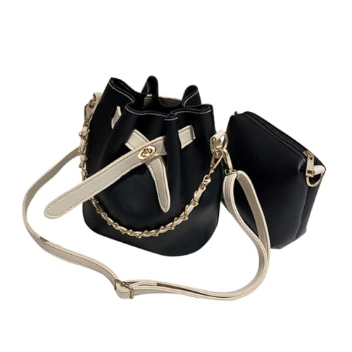 Garneck PU Bucket Bag Damen Umhängetasche mit Kordelzug Stylische Messenger Bag in Schwarz Verstellbarer Schulterriemen Vielseitig für Alltag Reisen und Freizeit Geeignet von Garneck