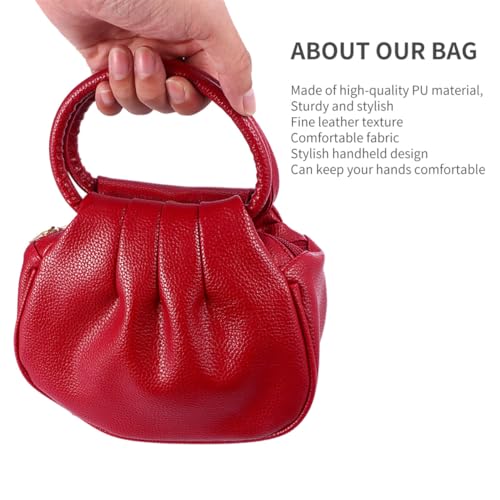 Garneck PU Clutch Bag Damen Mini Geldbörse Münzfach Modische Handtasche für Shopping Rot Faltendes Design Reißverschluss Schnalle Langlebiges Pu material Alltag Freizeit Geeignet von Garneck