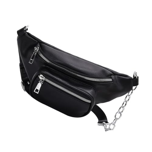 Garneck PU Damen Hüfttasche mit Modischer Metallkette Verstellbarem Schultergurt Große Kapazität und Glattem Reißverschluss Vielseitige Crossbody Umhängetasche für Alltag und Reisen in von Garneck