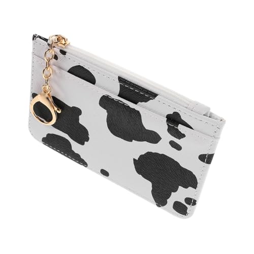 Garneck PU Geldbörse Damen mit Kuhmuster Kleine Leichte Kartenetui mit Münzfach Robuster Geldbeutel mit Schlüsselanhänger Kompakt und Langlebig für Reisen und Alltag von Garneck