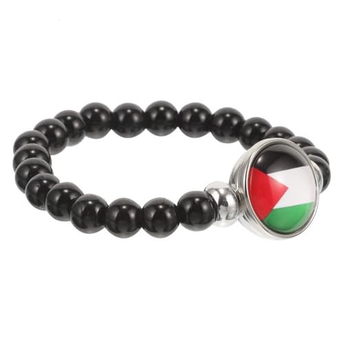Garneck Palästinensisches Flaggen-armband Für Unisex Armband Aus Schwarzen Perlen Mit Elastischem Band Dekoratives Armband Für Unterschiedliche Designs Symbol Für Unterstützung Und von Garneck