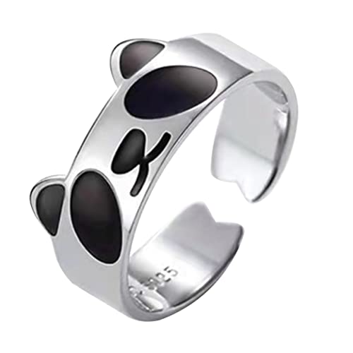 Garneck Panda Form Offener Ring für Damen Verstellbar und Stapelbare Ringe Emaille Design für oder Täglichen Gebrauch von Garneck