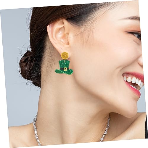 Garneck Patrick's Day Damen Ohrringe Kleeblatt Design Leicht Hängend Festival Schmuck für Mädchen Grüne Glücksbringer Ohrhänger Auffällige Statement Ohrringe von Garneck