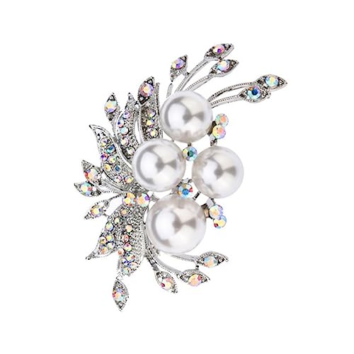 Garneck Perlen Brosche mit Strassbesatz Kreative Anstecknadel für Damen Eleganter Schmuck für Abendkleider Vielseitiges Accessoire für Hochzeit Valentinstag und Festliche Anlässe von Garneck