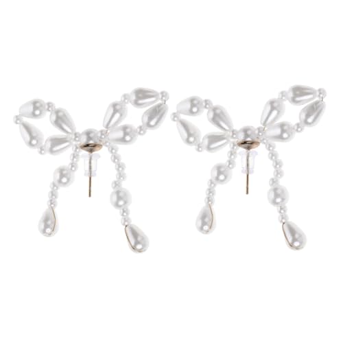 Garneck Perlen schleifen ohrringe Damen Vintage Imitationsperlen Leicht Komfortabel Für Hochzeit Abendveranstaltungen und Festliche Anlässe von Garneck