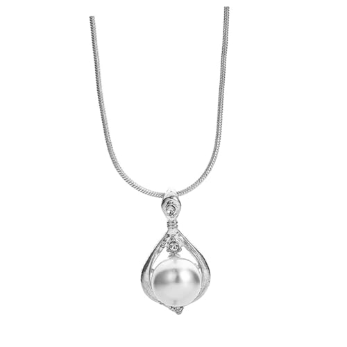 Garneck Perlenanhänger Halskette Silber Damen Wassertröpfchen Design Stilvolle Persönlichkeit Schmuck für Hochzeit Party Alltag von Garneck