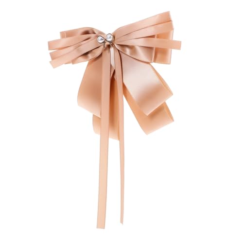 Garneck Perlenbesetzte Schleifenbrosche aus Leichtem Strapazierfähigem Band mit Sicherem Ansteckverschluss Anstecknadel für Hemd Bluse und Uniform Stilvolles Damen Accessoire von Garneck