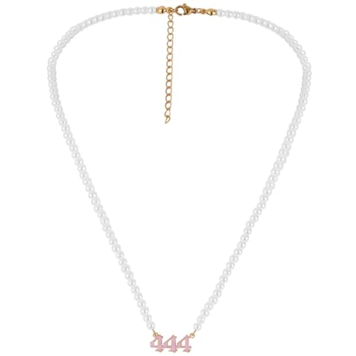 Garneck Perlenkette Damen mit Anhänger Zarte Rosa Simulierte Perlen Halskette Modische Schmuckkette für Alltag zu Geburtstag Weihnachten Valentinstag von Garneck