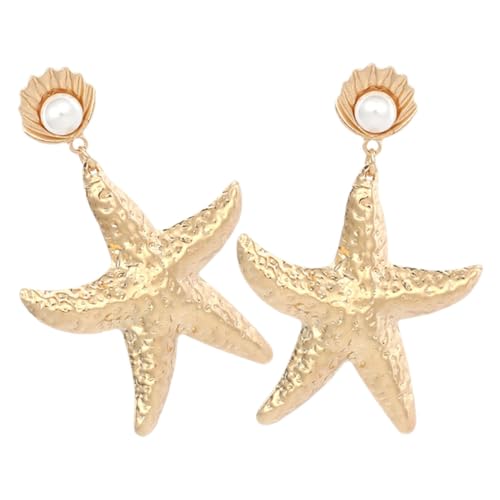 Garneck Perlenohrringe Damen Muschel Ohrstecker aus Goldfarbenem Legierungs Meeresstern und Perlendetails Leicht und Langlebig Eleganter Schmuck für Alltag und Garneck Perlenohrringe Damen Muschel Ohrstecker aus Goldfarbenem Legierungs Meeresstern und Perlendetails Leicht und Langlebig Eleganter Schmuck für Alltag und von Garneck