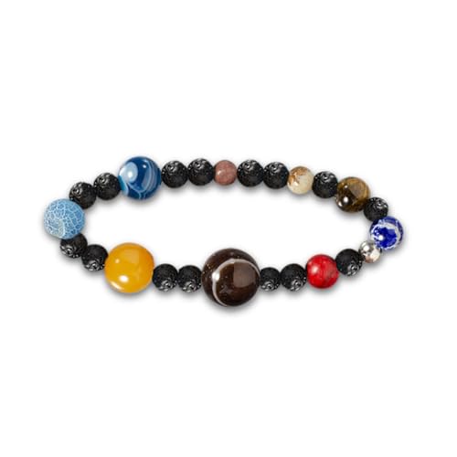 Garneck Planeten Armband Elastisch Naturstein Unisex Schmuck Bangle Kreatives Design für Männer Frauen Alltag und Festliche Anlässe von Garneck