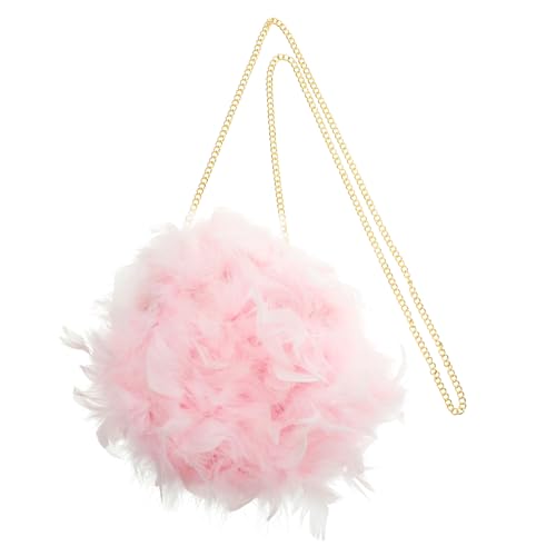 Garneck Plüsch Crossbody Bag Damen Schultertasche mit Perlenkette und Clip Verschluss Mittlere Kapazität für Handy und Kosmetik Modisch und Vielseitig für Party Shopping und Alltag von Garneck