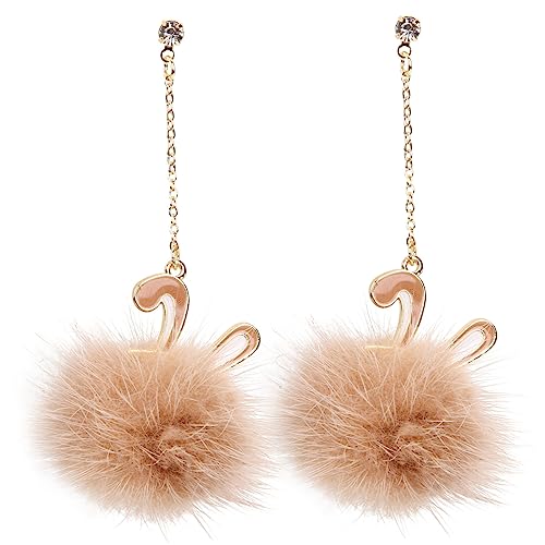 Garneck Plüschbommel Ohrringe Kaninchenohren Dangle Ohrschmuck Damen Leicht und Modisch Für Geburtstag Hochzeit Weihnachten von Garneck