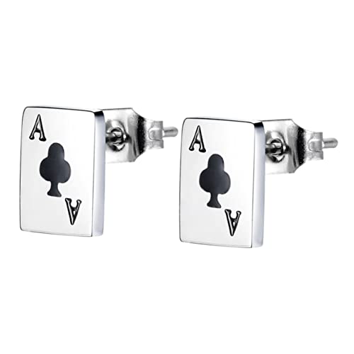 Garneck Poker Ohrstecker für Mädchen Kreatives Design aus Rostfreiem Metall Modische Kleine Ohrstecker Langlebiger Ohrschmuck für Alltag und Besondere Anlässe von Garneck