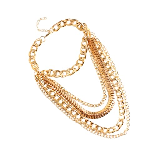 Garneck Punk Fußkettchen Damen Goldfarbene Fußkette mit Lagen und Quasten Leichter Schmuck für Alltag Strand Party von Garneck