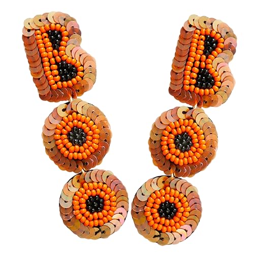 Garneck Punk Rice Beads Drop Ohrringe mit Buchstaben und Pailletten Halloween Schmuck für Frauen Auffällige Langlebige Goth Accessoires Orange Garneck Punk Rice Beads Drop Ohrringe mit Buchstaben und Pailletten Halloween Schmuck für Frauen Auffällige Langlebige Goth Accessoires Orange von Garneck