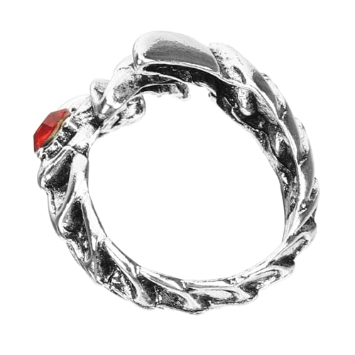 Garneck Punk Ring für Herren Verstellbarer Offener Ring mit Roten Strasssteinen Vintage Hip Hop Finger Schmuck für Partys und Besondere Anlässe Hautfreundliches Material von Garneck