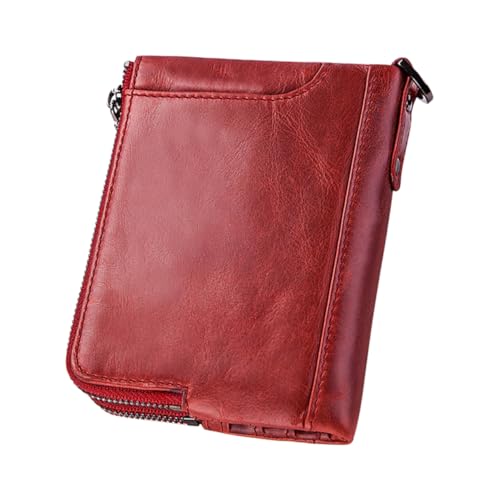 Garneck RFID Geschütztes Herrenlederportemonnaie Rot Schlankes Multifunktions Kreditkartenetui mit Münzfach Stilvolle Geldbörse für Männer Kompakte Sichere Geldtasche für Alltag und von Garneck