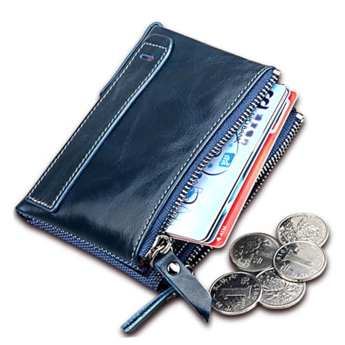 Garneck RFID Schutz Geldbörse Herren mit Reißverschluss Kurzformat Portemonnaie mit Großem Fassungsvermögen Münzfach Kartenfächern Langlebig und Multifunktional Blau von Garneck