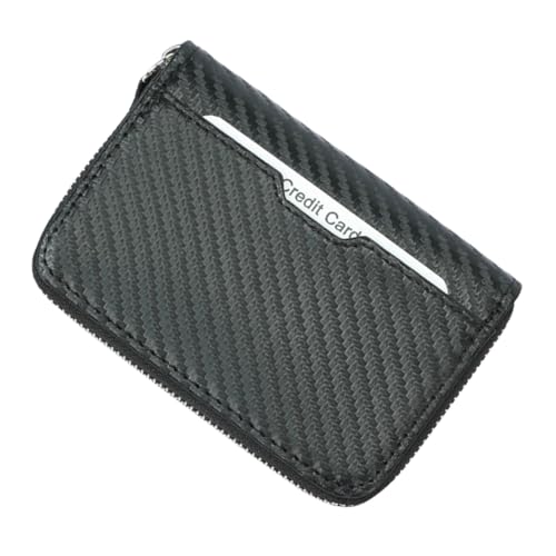 Garneck RFID Schutz Herren Geldbörse mit Reißverschluss Carbonfaser Material Multifunktionales Kartenetui Diebstahlsichere Organizer Tasche für Business und Alltag Große Kapazität Schwarz von Garneck