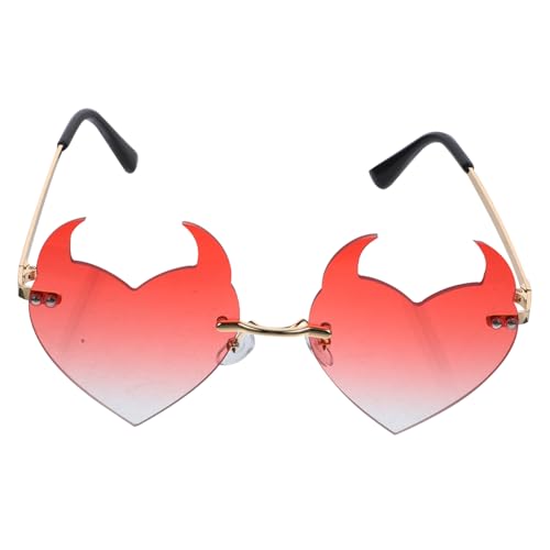 Garneck Randlose Herzförmige Sonnenbrille mit Trendigem Horn Design Leichte Pc Fassung Eyewear für Damen und Herren für Party Urlaub Outdoor Aktivitäten und Sommermode Garneck Randlose Herzförmige Sonnenbrille mit Trendigem Horn Design Leichte Pc Fassung Eyewear für Damen und Herren für Party Urlaub Outdoor Aktivitäten und Sommermode von Garneck