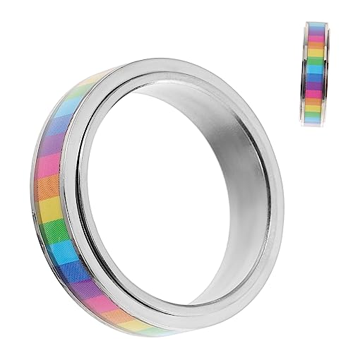 Garneck Regenbogen Gay Ring Silber Lgbt Pride Schmuck für Damen Herren Modischer Langlebiger Schmuck mit Glatter Oberfläche und Stilvollem Design für Partys und Alltag von Garneck