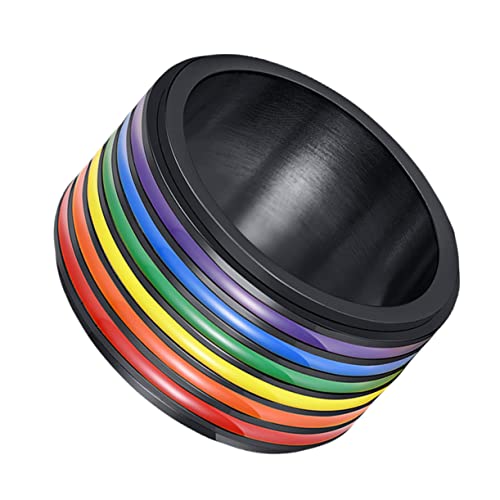 Garneck Regenbogen Ring Herren Damen Unisex Modisch Langlebig Hautfreundlich Stilvoll Verstellbar Schmuck von Garneck
