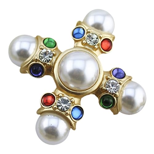Garneck Retro Barock Perlen Kreuz Brosche Damen Schmuck Strass Anstecknadel für Abendkleid Leicht und Langlebig Geschenkidee für Hochzeit Brautjungfer Muttertag von Garneck