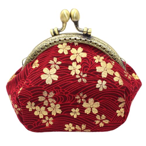 Garneck Retro Cherry Blossom Münzbörse Damen Vintage Change Purse mit Stilvollem Japanischem Muster Kompakt Leicht für Reisen Alltag Geschenk Geeignet Trendige Aufbewahrungstasche von Garneck