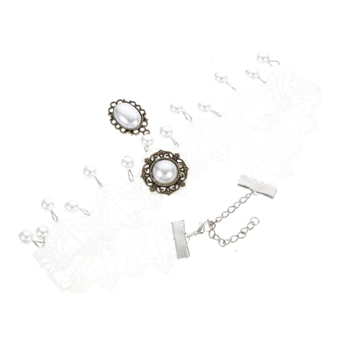 Garneck Retro Damen Halskette Spitzen Design Verstellbare Weiße Brautschmuck Kette Zinklegierung Leichtes Schlüsselbein Schmuckstück für Hochzeiten und Besondere Anlässe Zufällige Farbe von Garneck