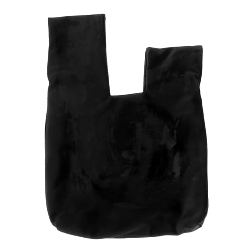 Garneck Retro Flanell Handgelenktasche Damen Schwarz Tragbare Stofftasche für Kosmetik Snacks Münzen Japanischer Stil Weiche Samt Oberfläche für Alltag Arbeit und Reisen von Garneck