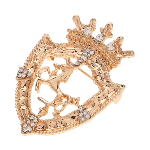 Garneck Vintage-kronenbrosche Mit Strass Retro-anstecknadel Für Männer Schild-design Pferdeabzeichen Anzugzubehör Zinklegierung Langlebig Vielseitig Einsetzbar von Garneck