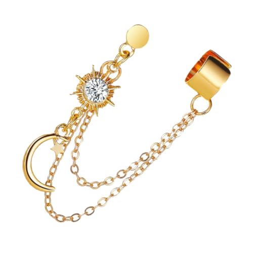 Garneck Retro Ohrclip Damen Ohrring Einteilig Kreatives Design Goldfarbene Ohrdekoration Alltag Party von Garneck