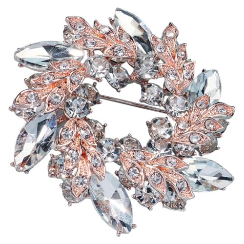 Garneck Rhinestone Brosche Damen Pin Strass Schmuck für Kleidung Hochzeit Abendkleid Party Dekoration Modisch Langlebig Vielseitig Einsetzbar Rosa Gold von Garneck