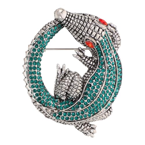 Garneck Rhinestone Krokodil Brosche für Männer Glänzende Tier Anstecknadel Strass für Anzüge Rucksäcke Kostüme Modisches Accessoire für Formelle Anlässe von Garneck