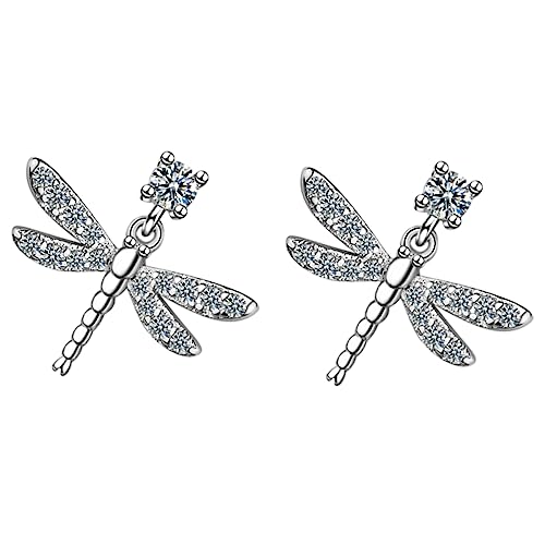 Garneck Rhinestone Ohrstecker Damen Dragonfly Ohrhänger mit Zirkonia Leichter Schmuck für Alltag und Party Hypoallergen Modischer Ohrschmuck für Frauen und Mädchen von Garneck