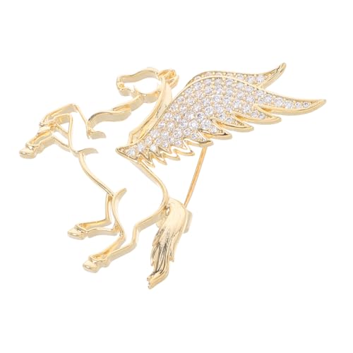 Garneck Rhinestone Pferdebrosche mit Flügeln Chinesisches Tierkreiszeichen Eleganter Anstecker für Damen und Herren Festliche Year Party Schmuckaccessoire Modische Reversnadel von Garneck