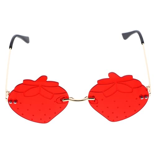 Garneck Rimless Erdbeer Sonnenbrille Damen Partybrille Uv Schutz Karneval Fasching Festival Accessoire für Maskerade und Bühnenauftritte Garneck Rimless Erdbeer Sonnenbrille Damen Partybrille Uv Schutz Karneval Fasching Festival Accessoire für Maskerade und Bühnenauftritte von Garneck