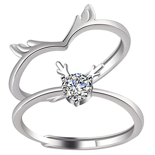 Garneck Ringe mit Geweih Design Verstellbare Eheringe für Romantischer Valentinstags Schmuck Elegantes Accessoire für Damen und Herren von Garneck